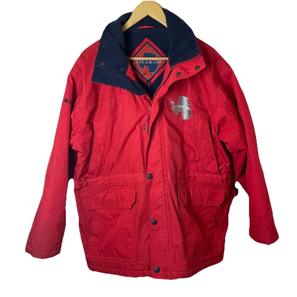 TAUCK 90s Ship To Shore Red Fleece Lined Antarctica Expedition Jacket Men Sz Med